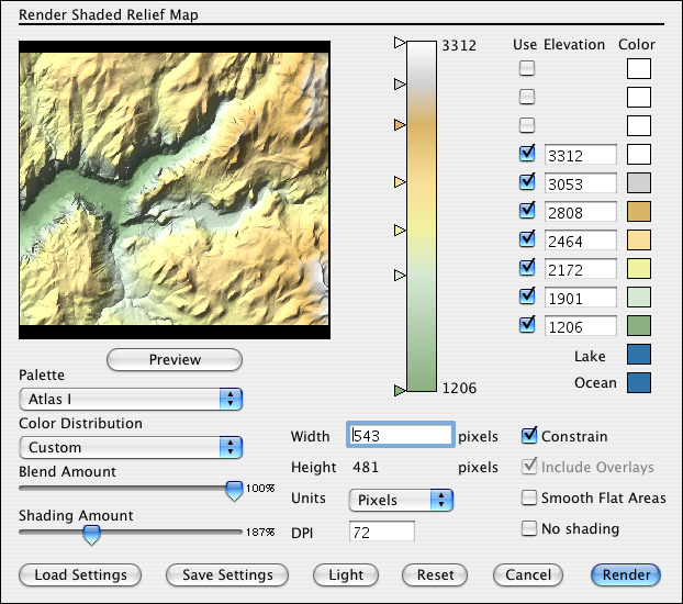 Shaded Relief Dialog